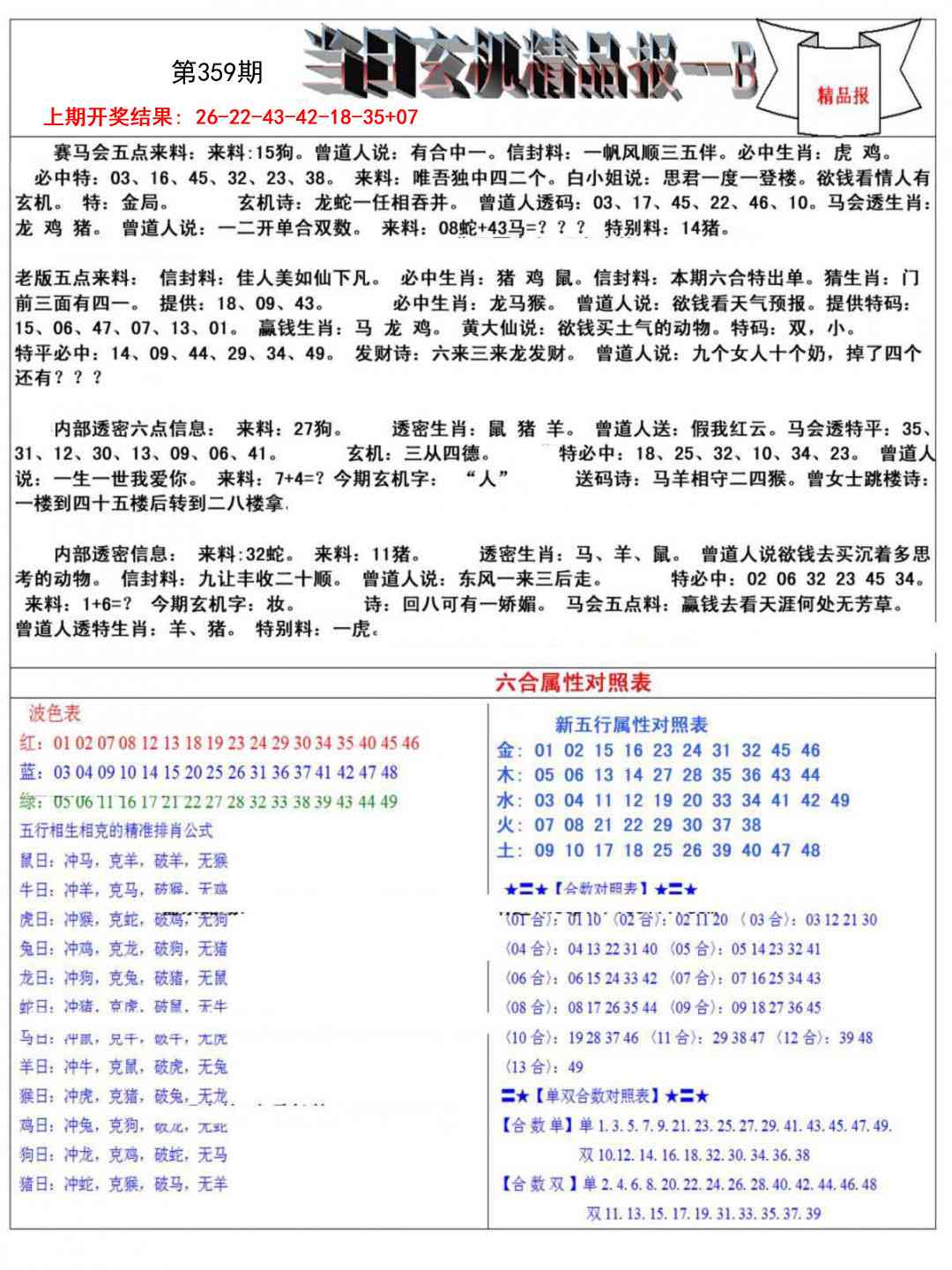 359期当日玄机精品报B[图]
