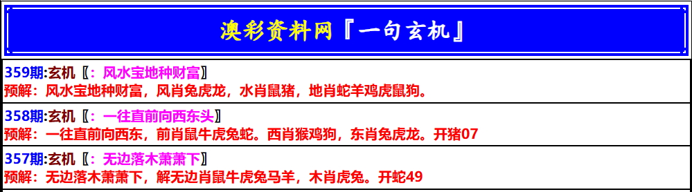 359期澳门一句玄机[图]